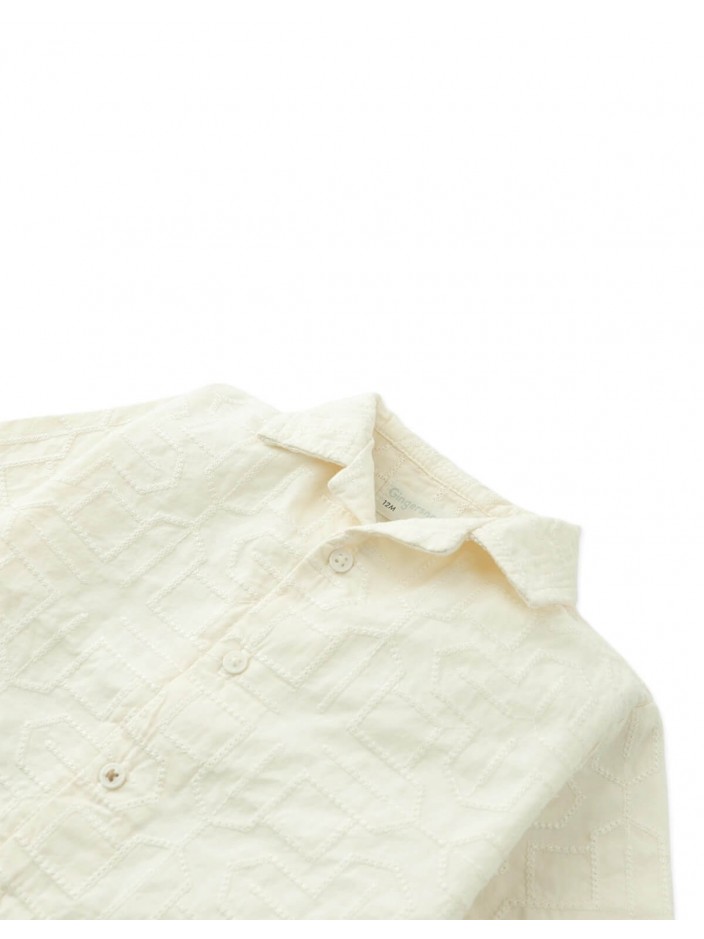 Baby Tadashi Geometric Eyelet Camp Collar Shirt
