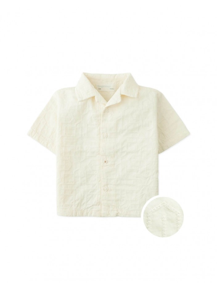 Baby Tadashi Geometric Eyelet Camp Collar Shirt