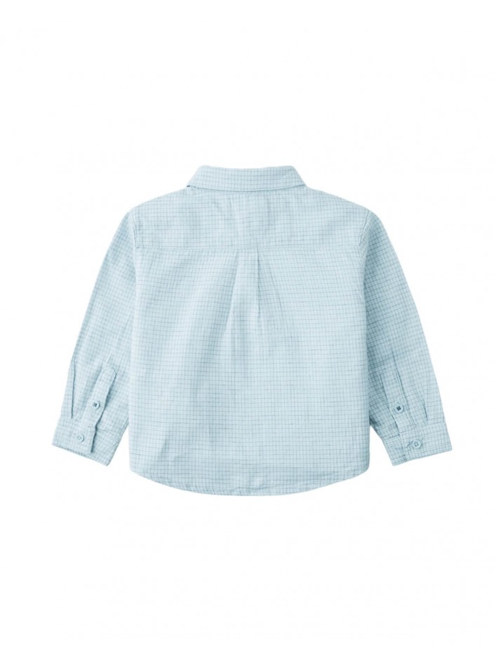 Baby Denji Micro-Check Long Sleeve Shirt with Embroidered Logo