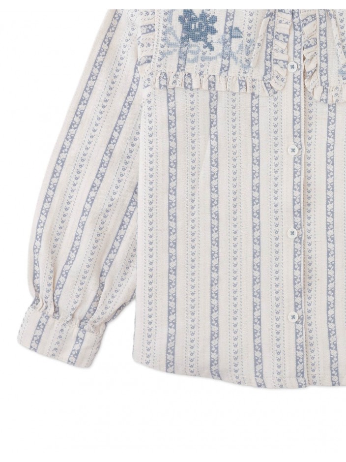 Esmeralda Blouse with Embroidered and Ruffled Bib Collar