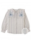 Esmeralda Blouse with Embroidered and Ruffled Bib Collar