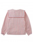 Gracia Checkered Blouse with Poodle Embroidery and Scalloped Sailor Collar