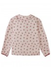 Caridad Blouse in Floral Print with Peter Pan Collar, Pintucks, and Contrasting Red Ties