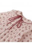 Caridad Blouse in Floral Print with Peter Pan Collar, Pintucks, and Contrasting Red Ties