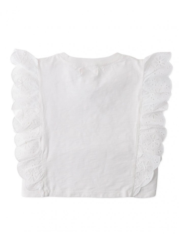 Joanne Boxy Top with Ruffle Eyelet Sleeves