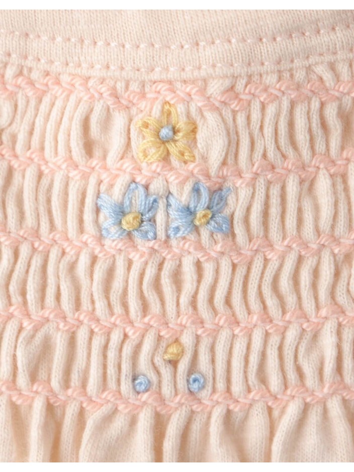 Andrea Smocked Flutter Sleeve Top with Daisy Embroidery