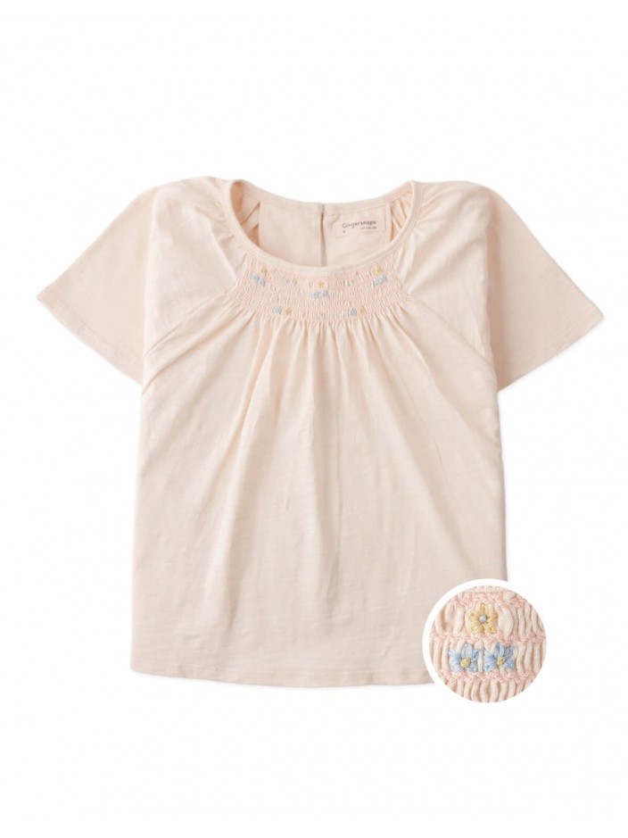 Andrea Smocked Flutter Sleeve Top with Daisy Embroidery