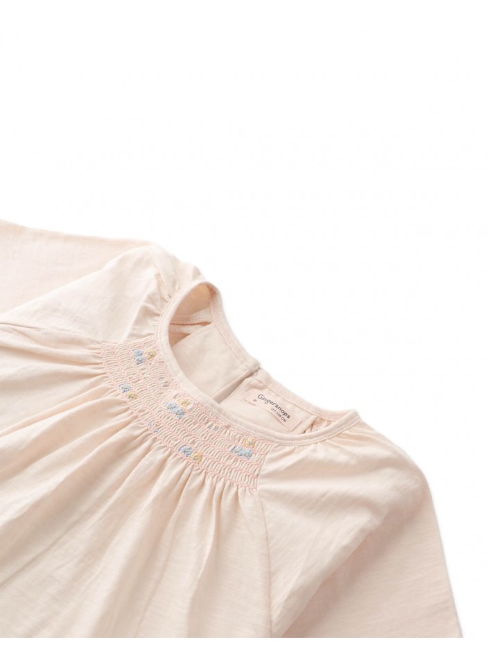 Andrea Smocked Flutter Sleeve Top with Daisy Embroidery