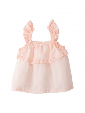 Katherine Ruffle Sleeve Top with Embroidered Yoke