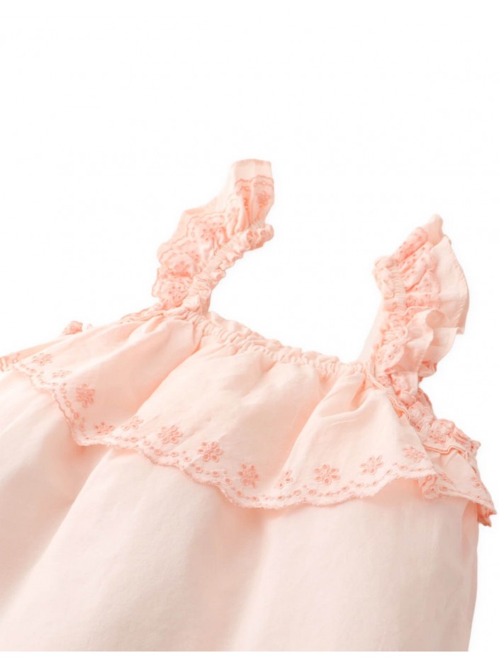 Katherine Ruffle Sleeve Top with Embroidered Yoke