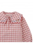 Baby Gracia Checkered Blouse with Poodle Embroidery and Scalloped Sailor Collar