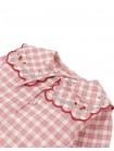 Baby Gracia Checkered Blouse with Poodle Embroidery and Scalloped Sailor Collar