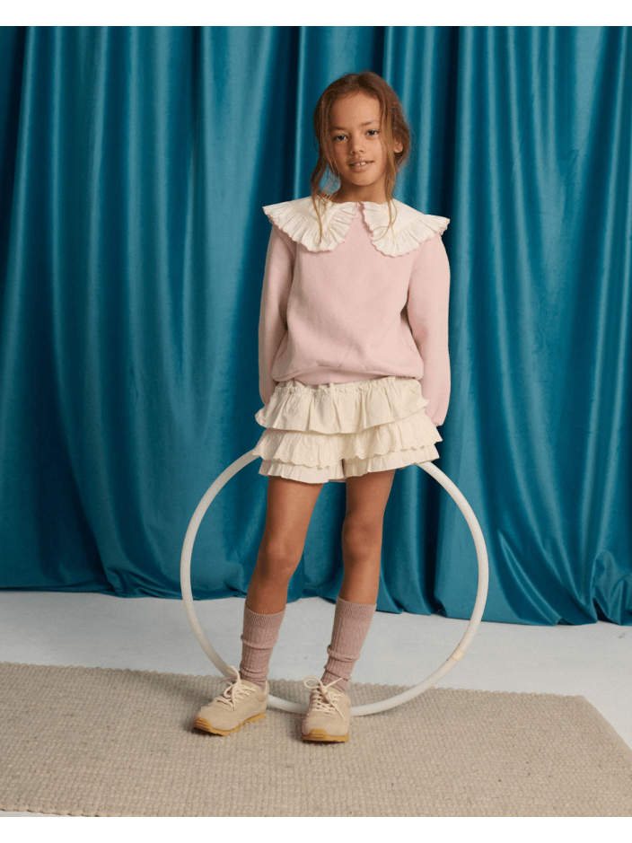 Verena Tiered Ruffled Shorts with Embroidered Lace Trims