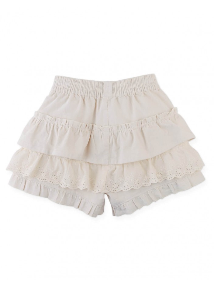 Verena Tiered Ruffled Shorts with Embroidered Lace Trims