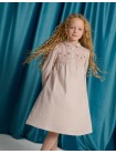 Dorethea Dress with Cherry Embroidered Hand-Smocked Bodice, Standing Collar, and Half Placket
