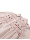 Dorethea Dress with Cherry Embroidered Hand-Smocked Bodice, Standing Collar, and Half Placket