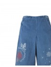 Gladys Wide-Leg Corduroy Pants with Rose Cross- Stitch Embroidery