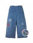 Gladys Wide-Leg Corduroy Pants with Rose Cross- Stitch Embroidery