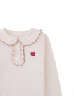 Geraldine Ribbed Tee with Collar and Embroidered Love Appliqué