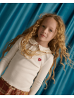 Geraldine Ribbed Tee with Collar and Embroidered Love Appliqué