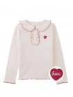 Geraldine Ribbed Tee with Collar and Embroidered Love Appliqué