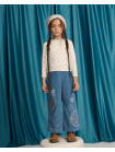 Drusilla Tee with Ruffled Shoulders and Cross-Stitched Flower Appliqué with Lace Trims