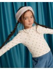 Drusilla Tee with Ruffled Shoulders and Cross-Stitched Flower Appliqué with Lace Trims
