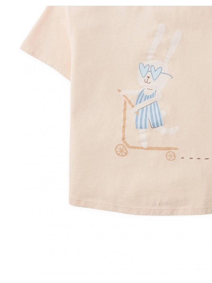 Shea Curved Hem Graphic Tee in Scooter Bunny
