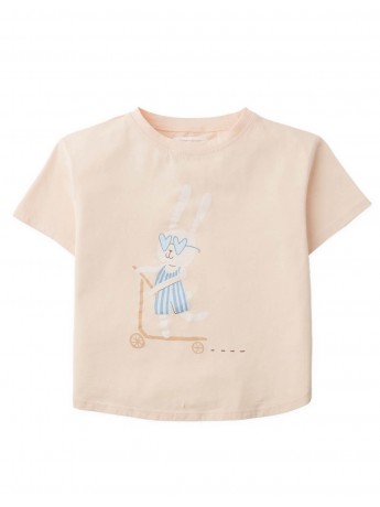 Shea Curved Hem Graphic Tee in Scooter Bunny