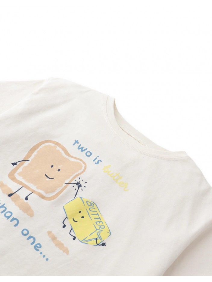Shea Curved Hem Graphic Tee in Toast and Butter