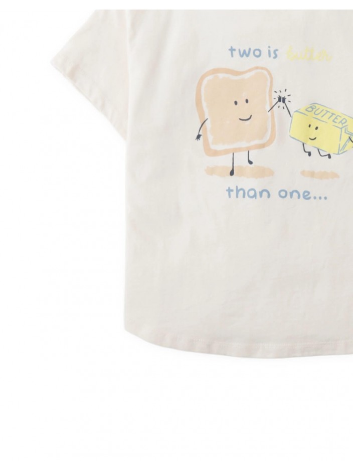 Shea Curved Hem Graphic Tee in Toast and Butter