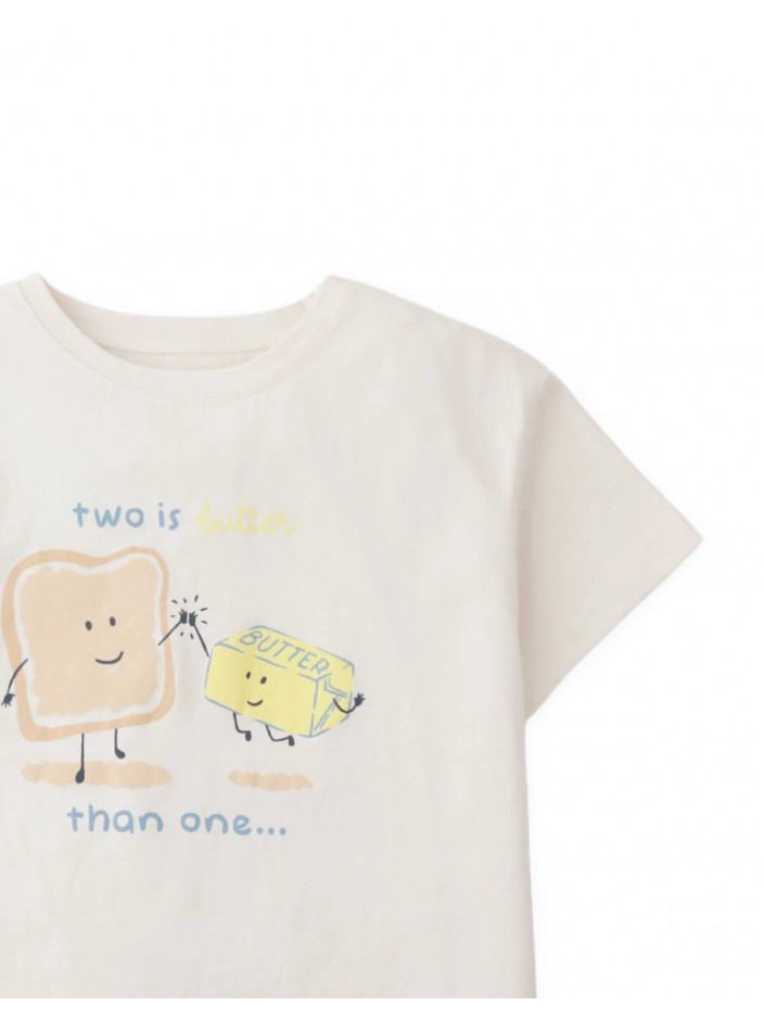 Shea Curved Hem Graphic Tee in Toast and Butter