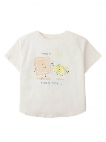 Shea Curved Hem Graphic Tee in Toast and Butter