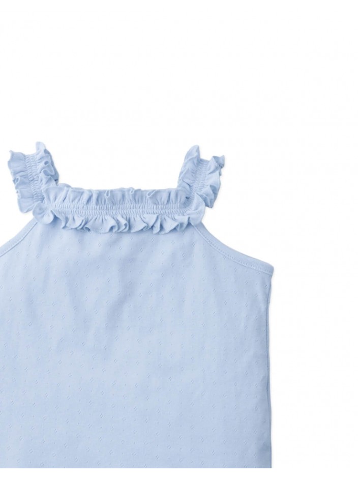 Lori Pointelle Halter Top with Ruffled Neck