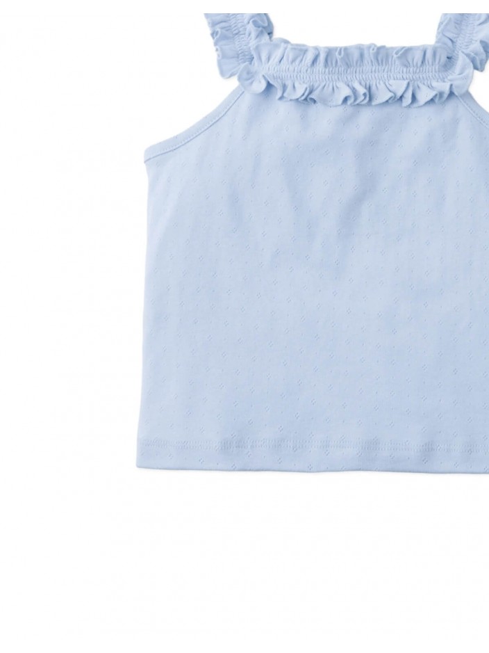 Lori Pointelle Halter Top with Ruffled Neck