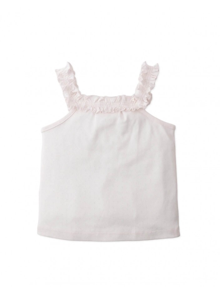 Lori Pointelle Halter Top with Ruffled Neckl