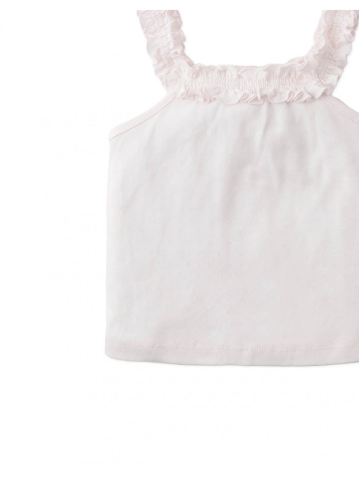 Lori Pointelle Halter Top with Ruffled Neckl