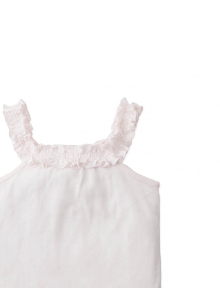 Lori Pointelle Halter Top with Ruffled Neckl