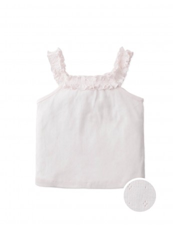 Lori Pointelle Halter Top with Ruffled Neckl