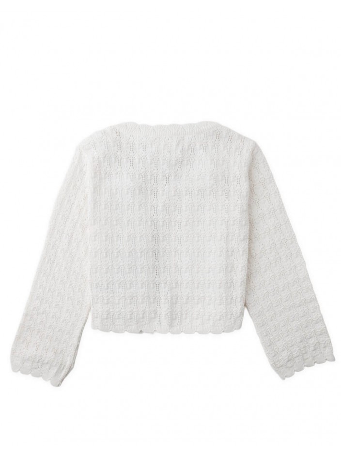 Maeve Pointelle Knit Cardigan with Bell Sleeves