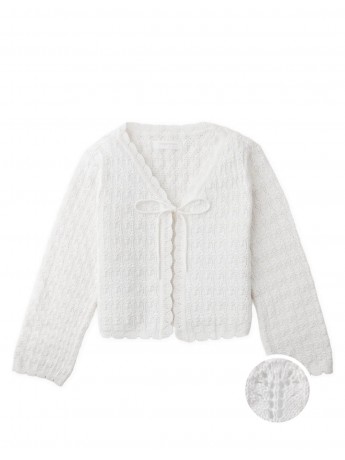 Maeve Pointelle Knit Cardigan with Bell Sleeves