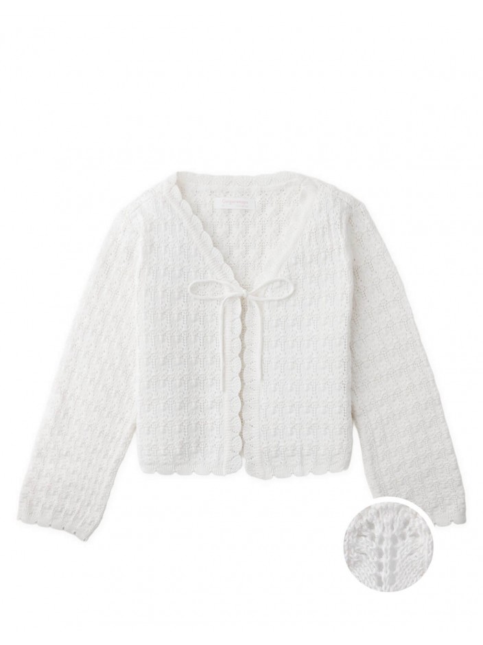 Maeve Pointelle Knit Cardigan with Bell Sleeves