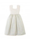 Samara Midi Dress with Pointelle Knit Bodice and Printed Skirt