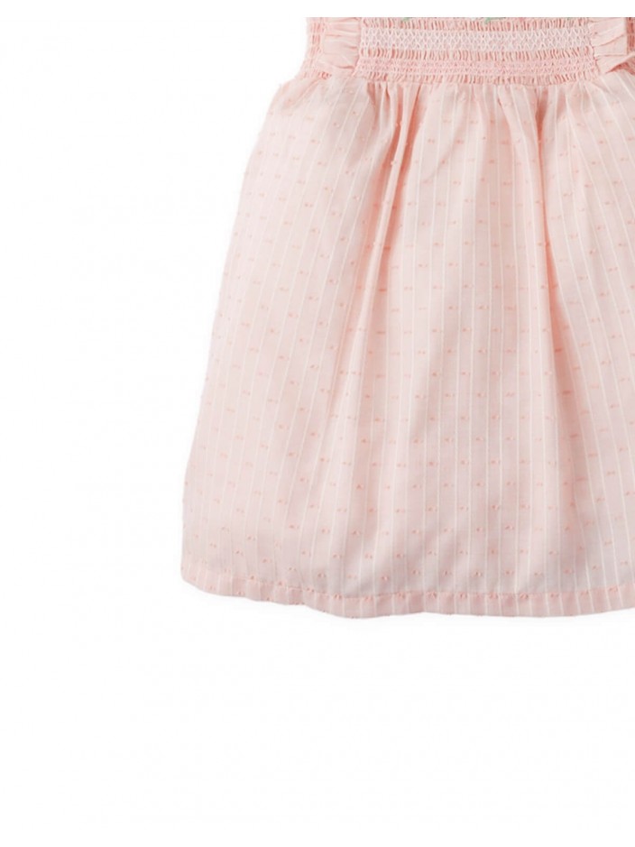 Delphine Smocked Apron Dress with Hand Embroidery