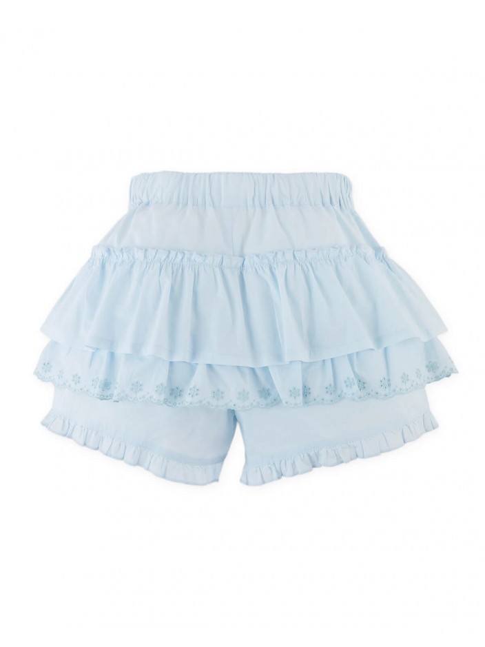 Elara Tiered Ruffle Shorts with Eyelet Embroidery