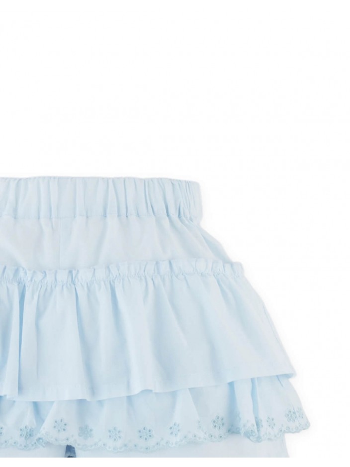 Elara Tiered Ruffle Shorts with Eyelet Embroidery
