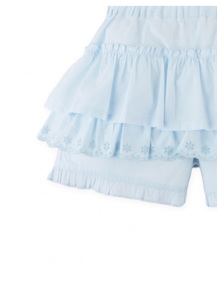 Elara Tiered Ruffle Shorts with Eyelet Embroidery