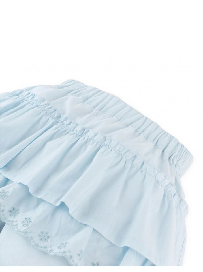 Elara Tiered Ruffle Shorts with Eyelet Embroidery