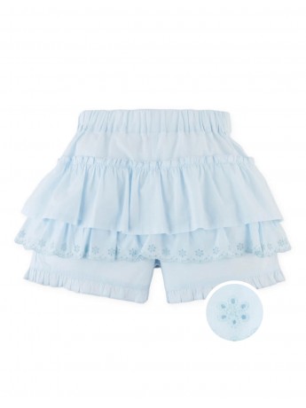 Elara Tiered Ruffle Shorts with Eyelet Embroidery