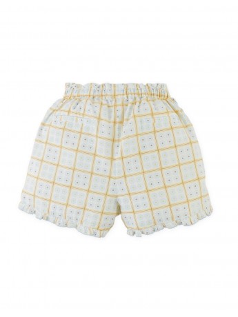 Astrid Daisy Print Ruffle Shorts with Picot Trim